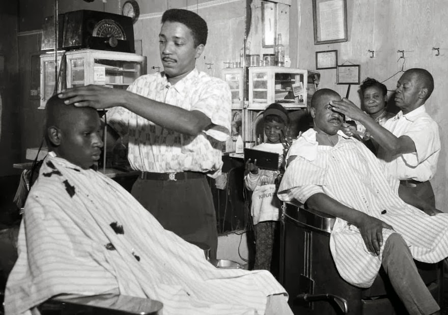 Barbers at Gator’s shop, 1950. By Charles 'Teenie' Harris, Carnegie Museum of Art.